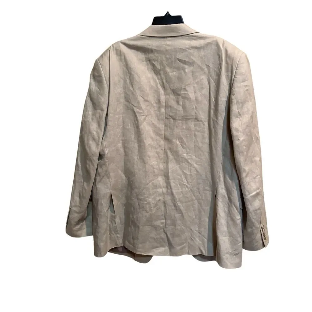 Pronto Uomo Platinum Blazer Men 46L  Beige‎ Linen Classic Career Suit Jacket